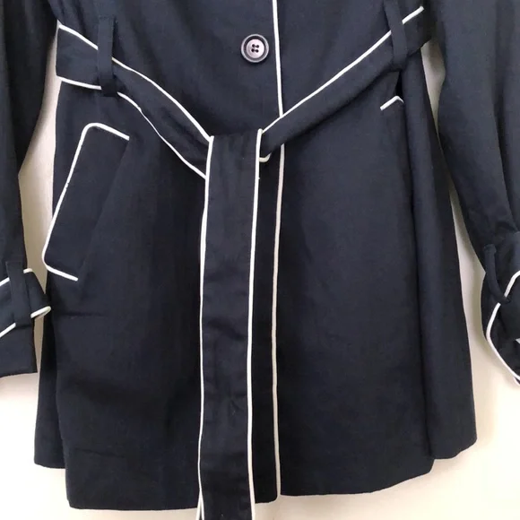 Studio by JPR Dark Blue Trench Coat with White Accents - Picture 5 of 7